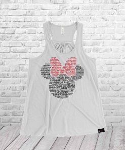 Pocket Size Minnie Mouse Ladies Racer Back Tank Top- Polka Dot Bow